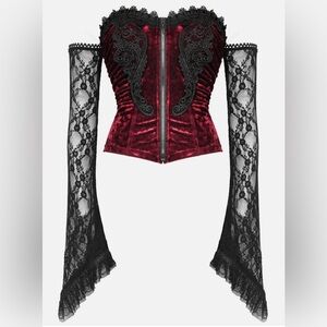 Dark in Love: Red Velvet Corset Top (TW560)